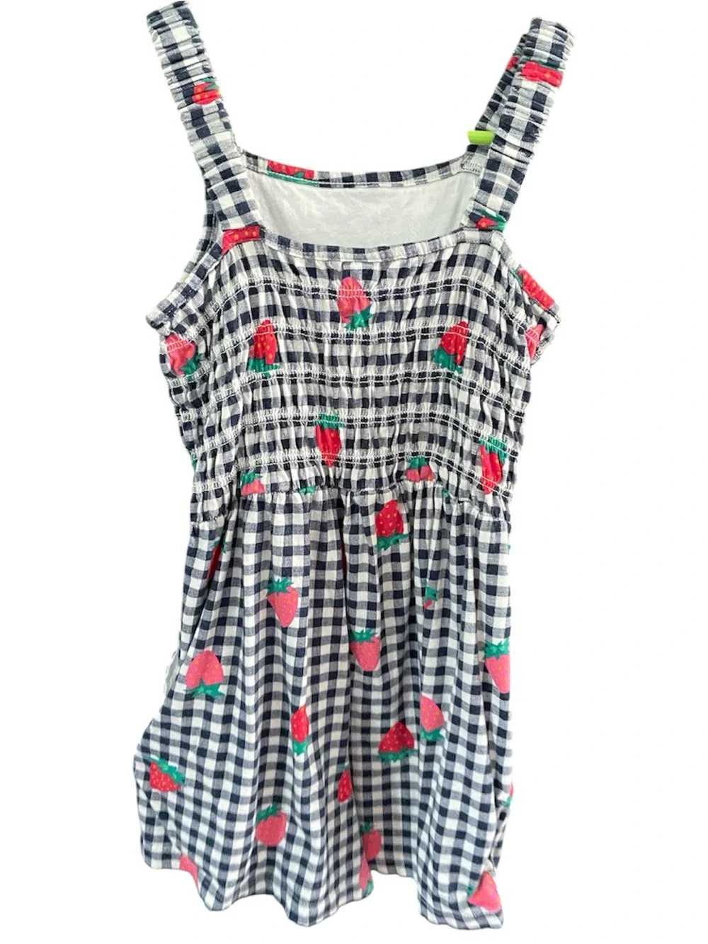 Gingham Strawberry Smocked Romper